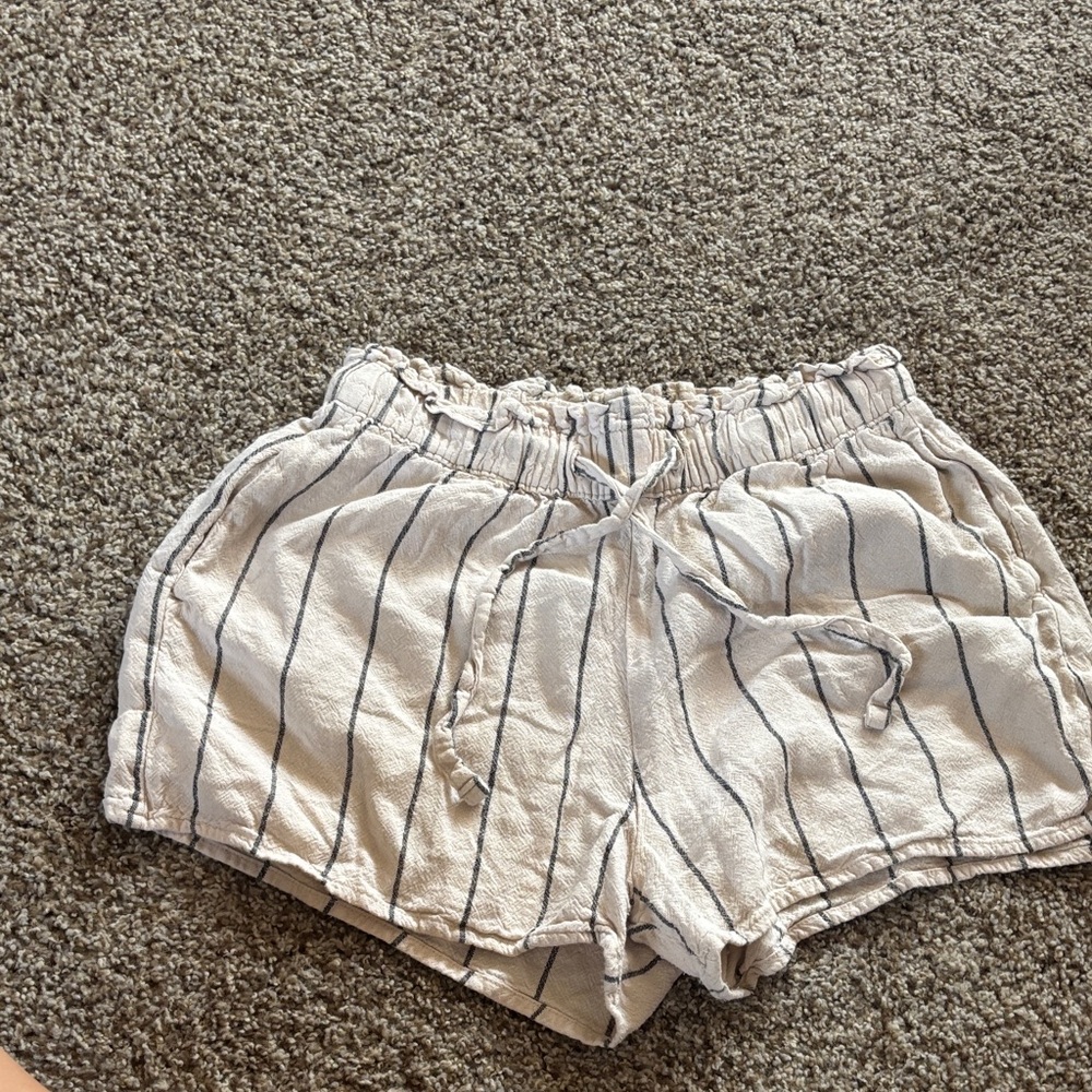 Arizona Jean Company High Waist Striped Shorts - Cream and Black